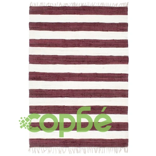 Ръчно тъкан Chindi килим, памук, 160x230 см, бордо и бяло ➤ топ цена ➤ sorbe.bg