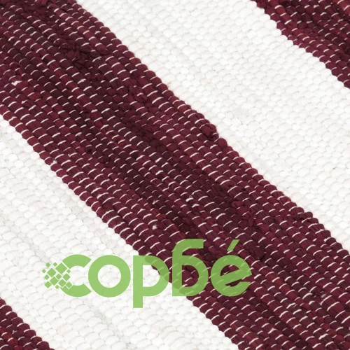 Ръчно тъкан Chindi килим, памук, 200x290 см, бордо и бяло  ➤ топ цена ➤ sorbe.bg