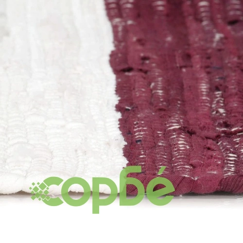 Ръчно тъкан Chindi килим, памук, 200x290 см, бордо и бяло  ➤ топ цена ➤ sorbe.bg