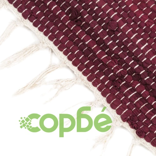 Ръчно тъкан Chindi килим, памук, 200x290 см, бордо и бяло  ➤ топ цена ➤ sorbe.bg