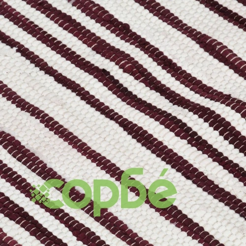 Ръчно тъкан Chindi килим, памук, 160x230 см, бордо и бяло ➤ топ цена ➤ sorbe.bg