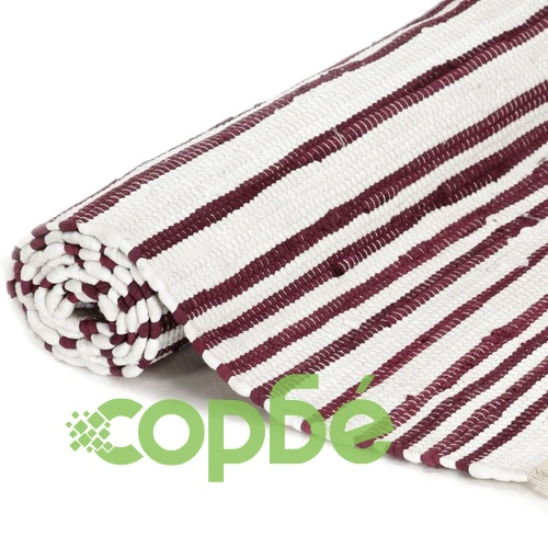 Ръчно тъкан Chindi килим, памук, 160x230 см, бордо и бяло ➤ топ цена ➤ sorbe.bg