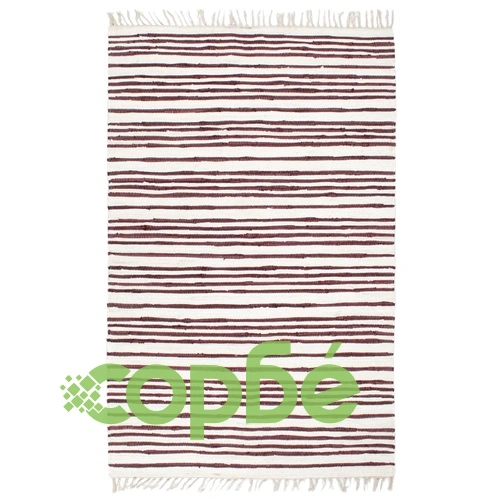 Ръчно тъкан Chindi килим, памук, 200x290 см, бордо и бяло ➤ топ цена ➤ sorbe.bg