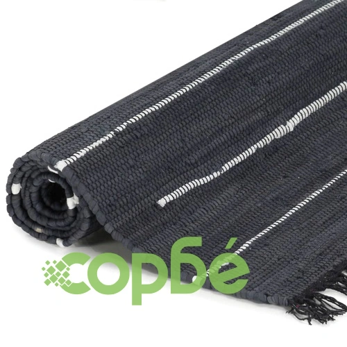 Ръчно тъкан Chindi килим, памук, 200x290 см, антрацит ➤ топ цена ➤ sorbe.bg