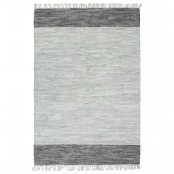 Ръчно тъкан Chindi килим, кожа, 190x280 см, сив