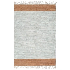 Ръчно тъкан Chindi килим кожа 160x230 см светлосиво жълтокафяво