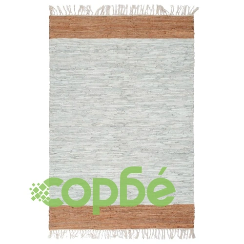 Ръчно тъкан Chindi килим кожа 190x280 см светлосиво жълтокафяво ➤ топ цена ➤ sorbe.bg