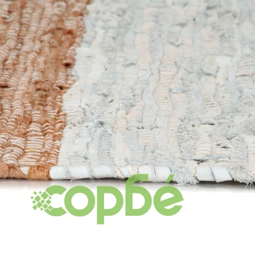 Ръчно тъкан Chindi килим кожа 190x280 см светлосиво жълтокафяво ➤ топ цена ➤ sorbe.bg