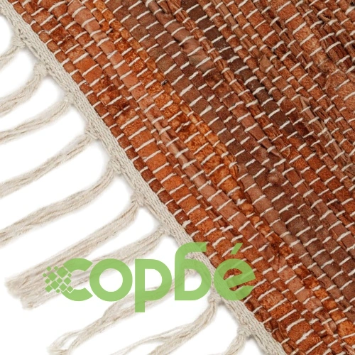 Ръчно тъкан Chindi килим кожа 190x280 см светлосиво жълтокафяво ➤ топ цена ➤ sorbe.bg