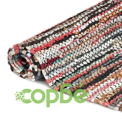 Ръчно тъкан Chindi килим, кожа, 160x230 см, многоцветен ➤ топ цена ➤ sorbe.bg