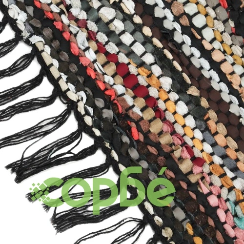 Ръчно тъкан Chindi килим, кожа, 190x280 см, многоцветен ➤ топ цена ➤ sorbe.bg