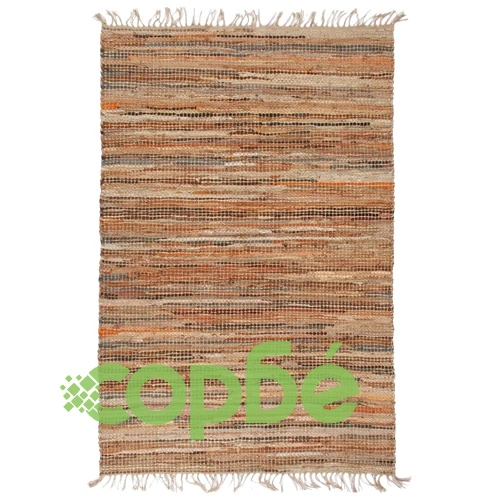 Ръчно тъкан Chindi килим, кожа и юта, 120x170 см, жълтокафяв ➤ топ цена ➤ sorbe.bg