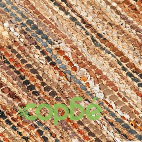 Ръчно тъкан Chindi килим, кожа и юта, 120x170 см, жълтокафяв ➤ топ цена ➤ sorbe.bg