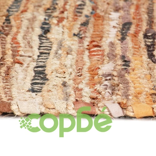 Ръчно тъкан Chindi килим, кожа и юта, 190x280 см, жълтокафяв ➤ топ цена ➤ sorbe.bg