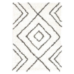 Рошав берберски килим, РР, бежов и сив цвят, 140x200 см