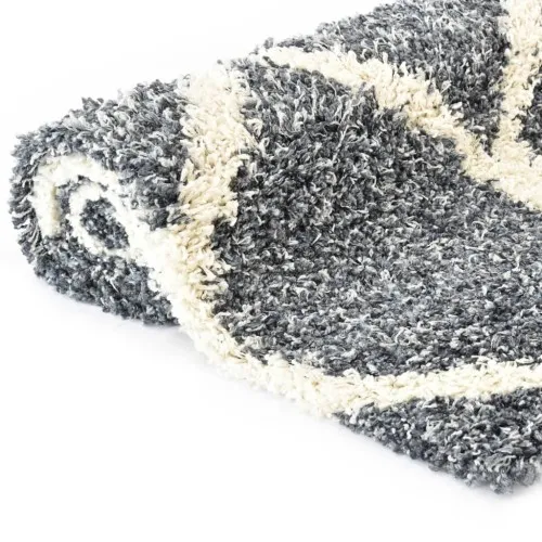 Рошав берберски килим, РР, синьо и бежово, 160x230 см ➤ топ цена ➤ sorbe.bg