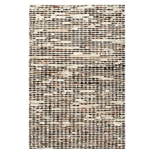 Килим от кожа с косъм, 80x150 см, черно/бяло