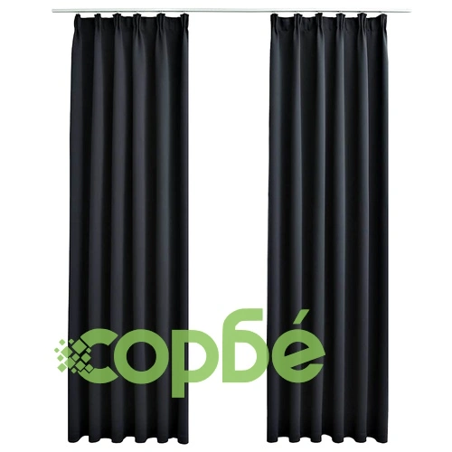 Затъмняващи завеси с куки, 2 бр, черни, 140x175 см ➤ топ цена ➤ sorbe.bg