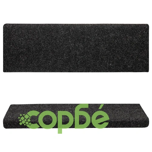 Изтривалки за стълби, самозалепващи се, 15 бр., 65x21x4 см, черни, с правоъгълен кант ➤ топ цена ➤ sorbe.bg