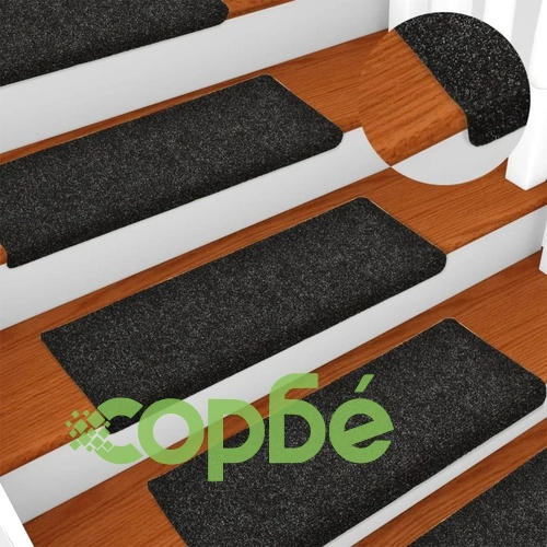 Изтривалки за стълби, самозалепващи се, 15 бр., 65x21x4 см, черни, с правоъгълен кант ➤ топ цена ➤ sorbe.bg