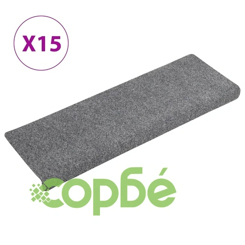 Изтривалки за стълби, самозалепващи се, 15 бр., 65x21x4 см, светлосиви, правоъгълни, кант ➤ топ цена ➤ sorbe.bg