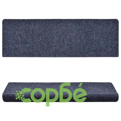 Самозалепващи се постелки за стълби, 15 бр., 65x21x4 см, сини, с правоъгълен кант ➤ топ цена ➤ sorbe.bg