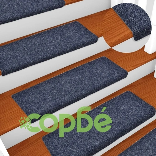Самозалепващи се постелки за стълби, 15 бр., 65x21x4 см, сини, с правоъгълен кант ➤ топ цена ➤ sorbe.bg