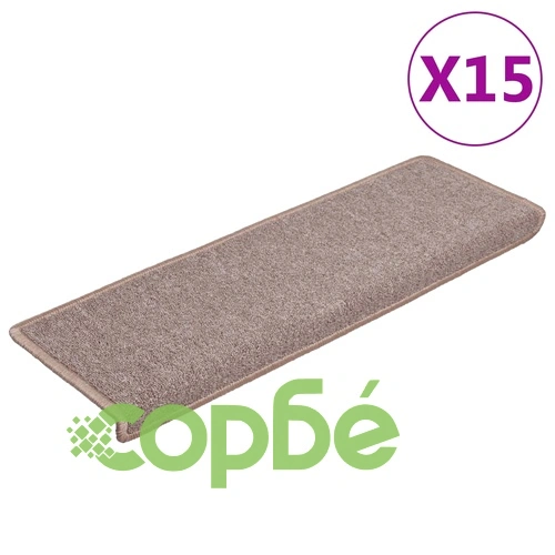 Изтривалки за стълби 15 бр. 65x21x4 см светлокафяви с правоъгълен кант ➤ топ цена ➤ sorbe.bg