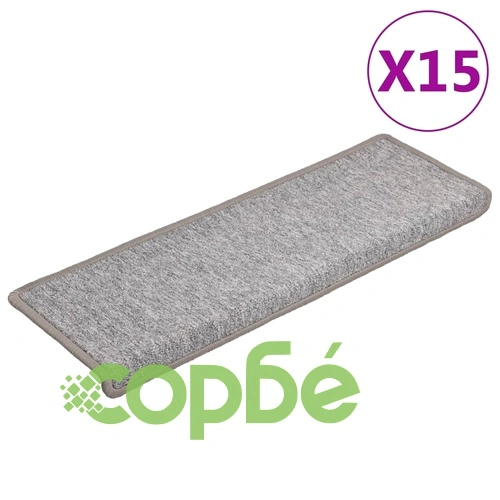 Изтривалки за стълби 15 бр. 65x21x4 см светлосиви с правоъгълен кант ➤ топ цена ➤ sorbe.bg