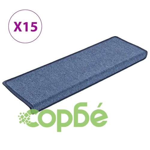 Изтривалки за стълби 15 бр. 65x21x4 см, сини, правоъгълни, кант ➤ топ цена ➤ sorbe.bg
