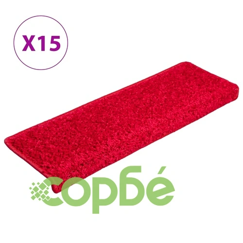 Изтривалки за стълби 15 бр. 65x21x4 см червени с правоъгълен кант ➤ топ цена ➤ sorbe.bg