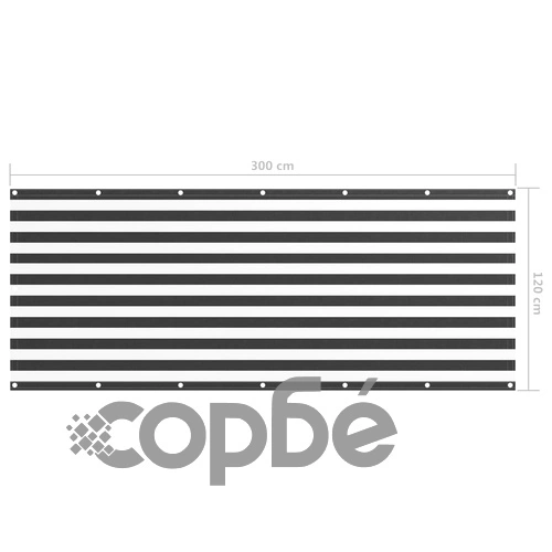 Балконски параван, антрацит и бяло, 120x300 см, оксфорд плат ➤ топ цена ➤ sorbe.bg