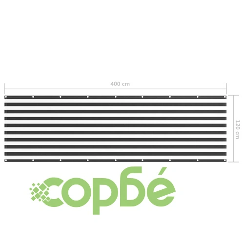Балконски параван, антрацит и бяло, 120x400 см, оксфорд плат ➤ топ цена ➤ sorbe.bg