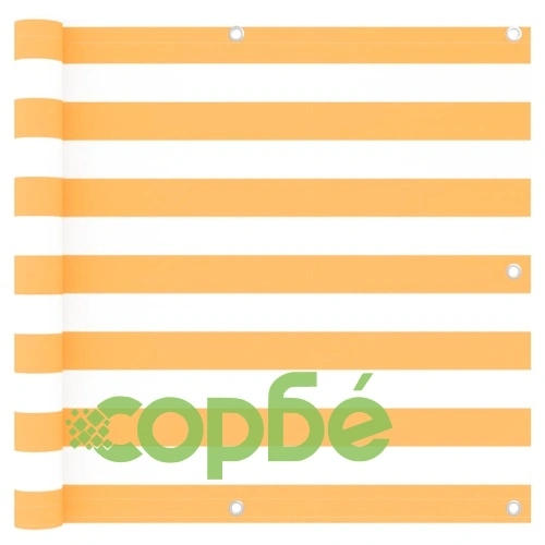 Балконски параван, бяло и жълто, 90x600 см, оксфорд плат ➤ топ цена ➤ sorbe.bg