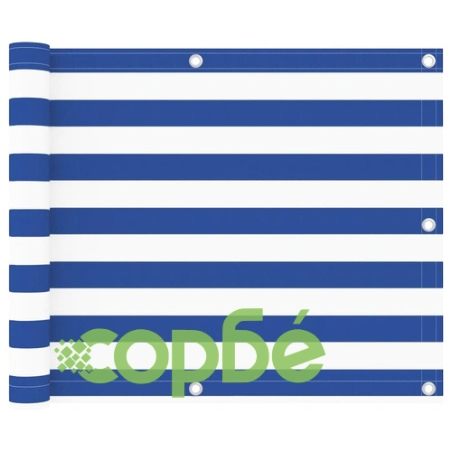 Балконски параван, бяло и синьо, 75x500 см, оксфорд плат ➤ топ цена ➤ sorbe.bg