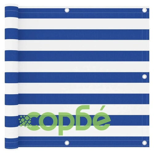 Балконски параван, бяло и синьо, 90x300 см, оксфорд плат ➤ топ цена ➤ sorbe.bg