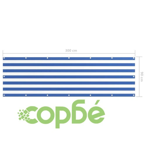 Балконски параван, бяло и синьо, 90x300 см, оксфорд плат ➤ топ цена ➤ sorbe.bg