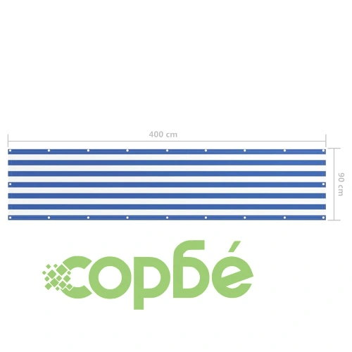 Балконски параван, бяло и синьо, 90x400 см, оксфорд плат ➤ топ цена ➤ sorbe.bg