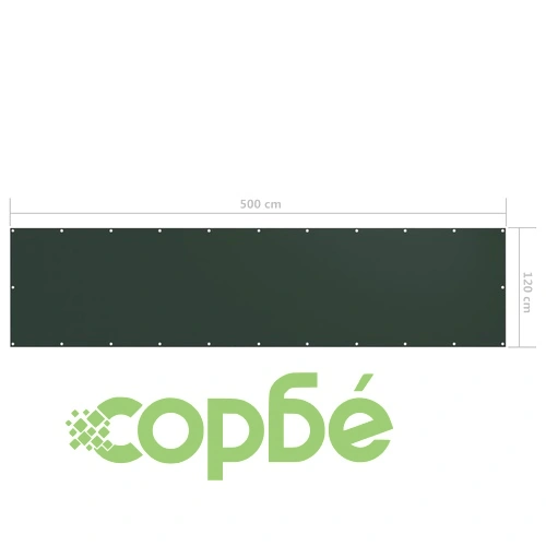 Балконски параван, тъмнозелен, 120x500 см, плат оксфорд ➤ топ цена ➤ sorbe.bg
