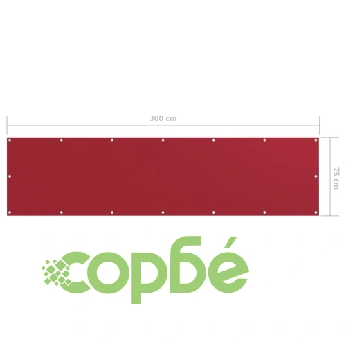 Балконски параван, червен, 75x300 см, плат оксфорд ➤ топ цена ➤ sorbe.bg