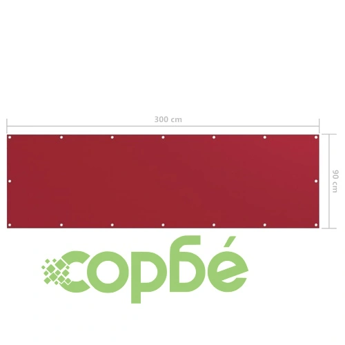 Балконски параван, червен, 90x300 см, оксфорд плат ➤ топ цена ➤ sorbe.bg