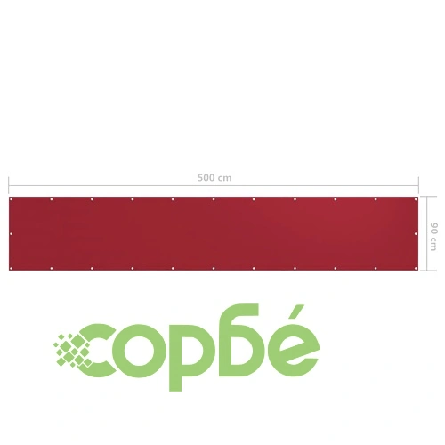 Балконски параван, червен, 90x500 см, оксфорд плат ➤ топ цена ➤ sorbe.bg