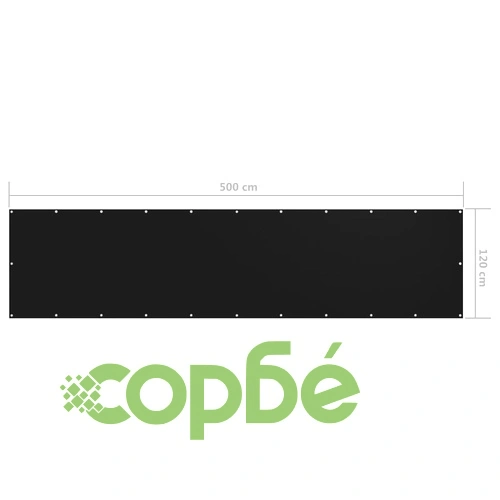 Балконски параван, черен, 120x500 см, оксфорд плат ➤ топ цена ➤ sorbe.bg