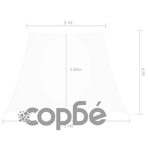 Платно-сенник, Оксфорд текстил, трапец, 3/5x4 м, бяло ➤ топ цена ➤ sorbe.bg