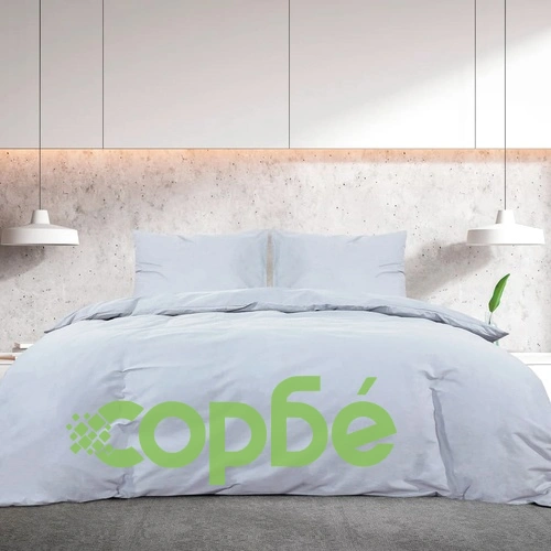 Комплект спално бельо, сив, 200x200 см, памук ➤ топ цена ➤ sorbe.bg