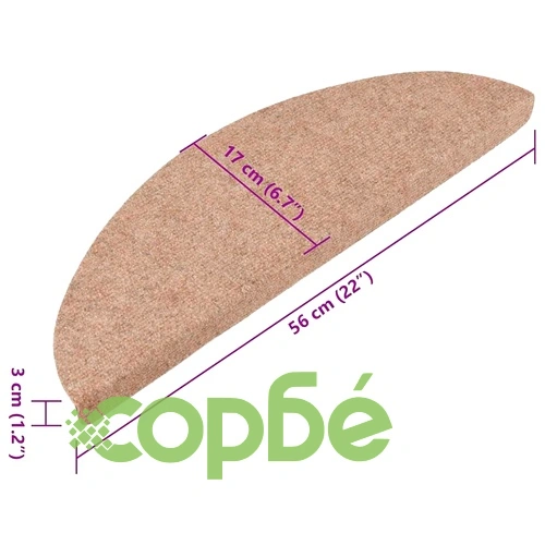 Самозалепващи стелки за стълби, 15 бр, 56x17x3 см, бежови ➤ топ цена ➤ sorbe.bg