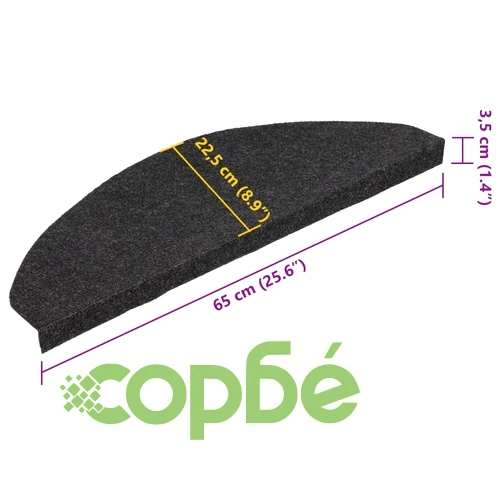 Самозалепващи стелки за стъпала, 15 бр, 65x22,5x3,5 см, черни ➤ топ цена ➤ sorbe.bg