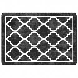 Перящ се килим, черно и бяло, 160x230 см, противоплъзгащ
