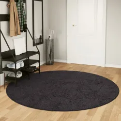Перящ се килим, антрацит, Ø 200 см, противоплъзгащ