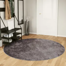 Перящ се килим, сив, Ø 200 см, противоплъзгащ